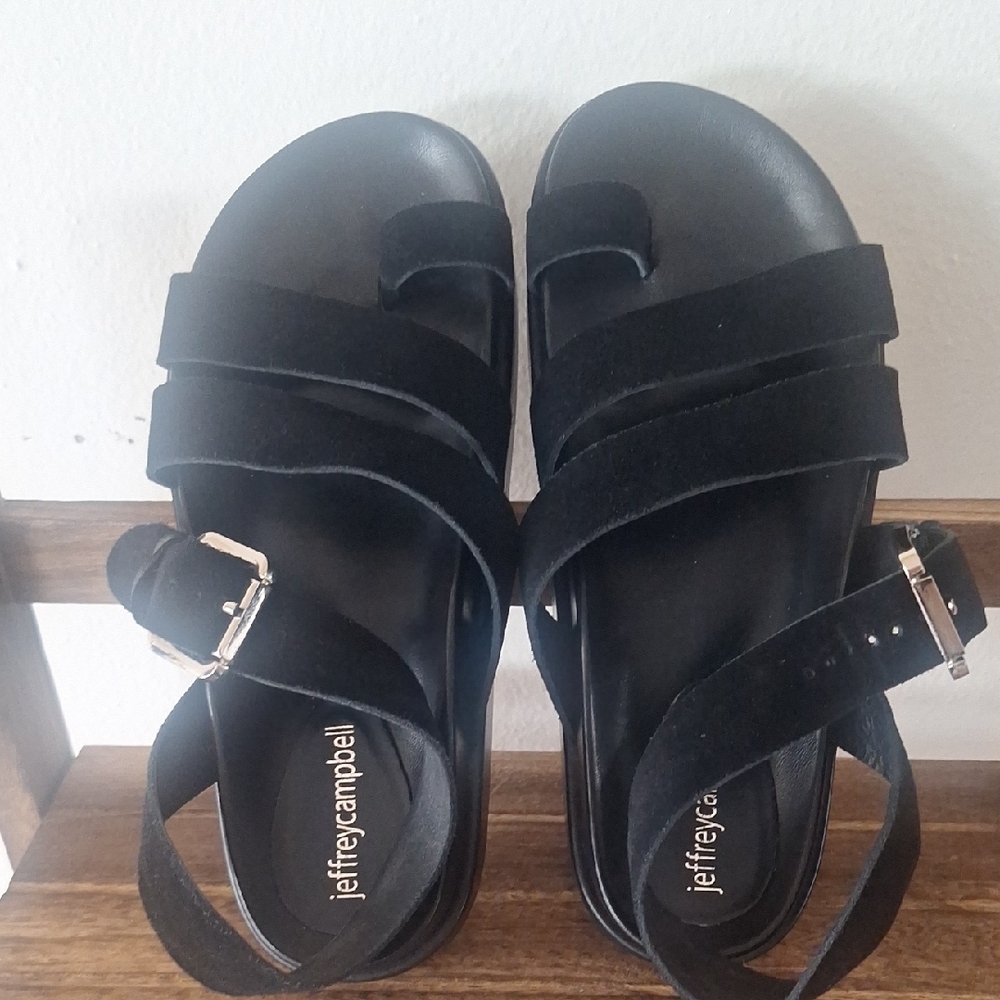Jeffrey Campbell Women Black Sandals with Buckle Size 6.5 - Picture 3 of 4